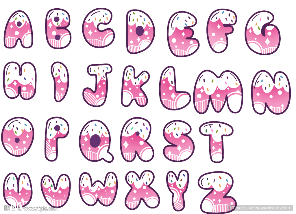 粉色图案字母