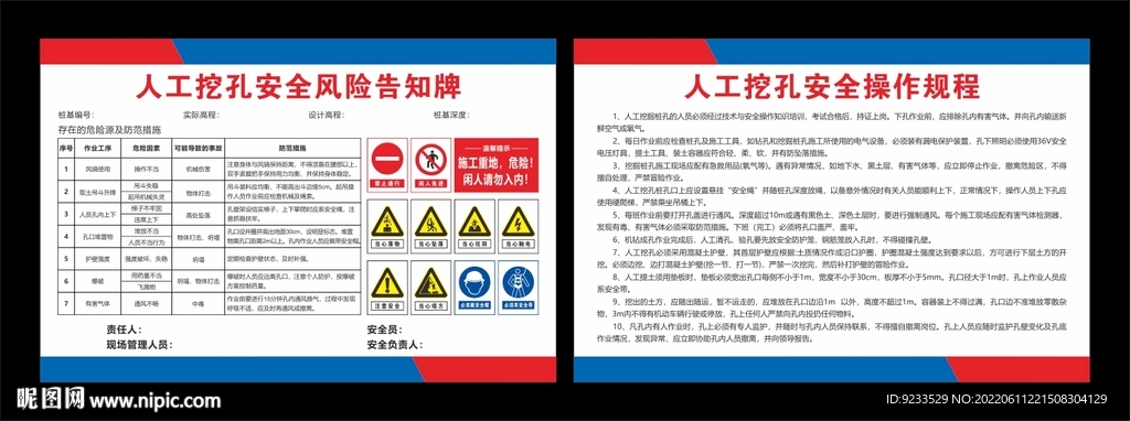 人工挖孔安全风险告知牌