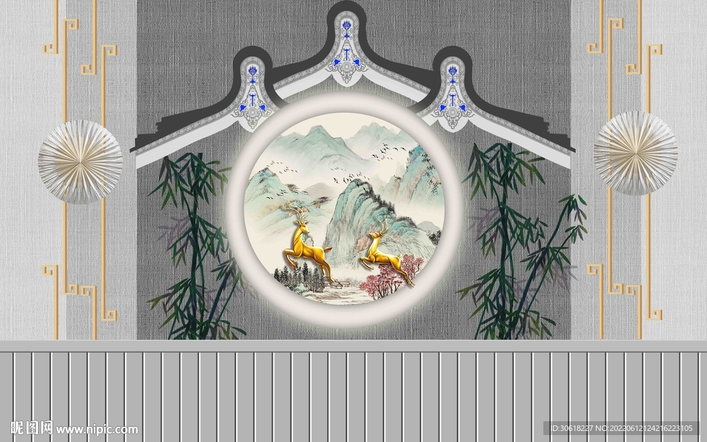 新中式背景墙