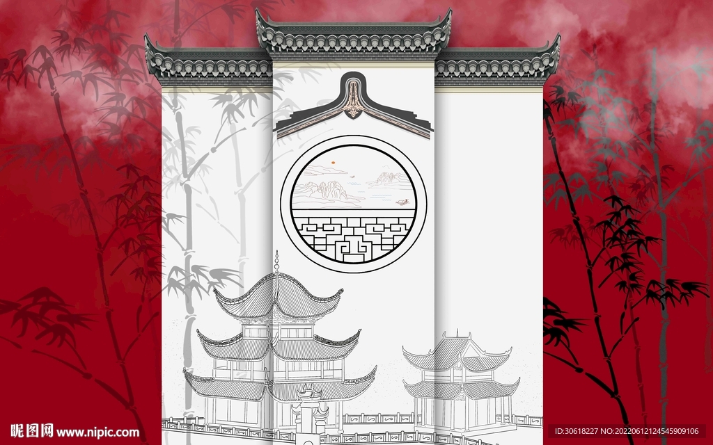 新中式背景墙 