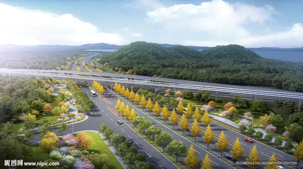 道路效果图景观效果图公路效果图