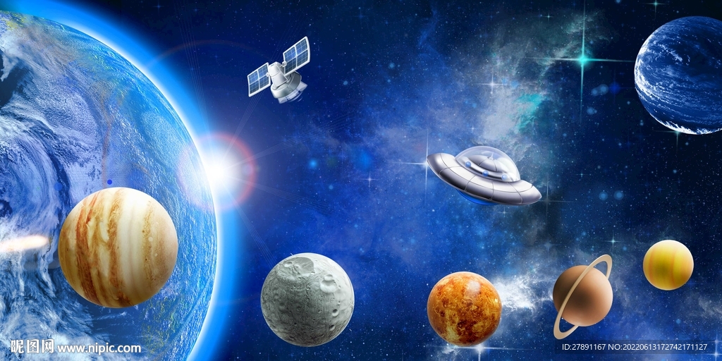 宇宙银河太空飞船3D背景