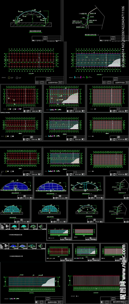 四种拱棚温室CAD施工图