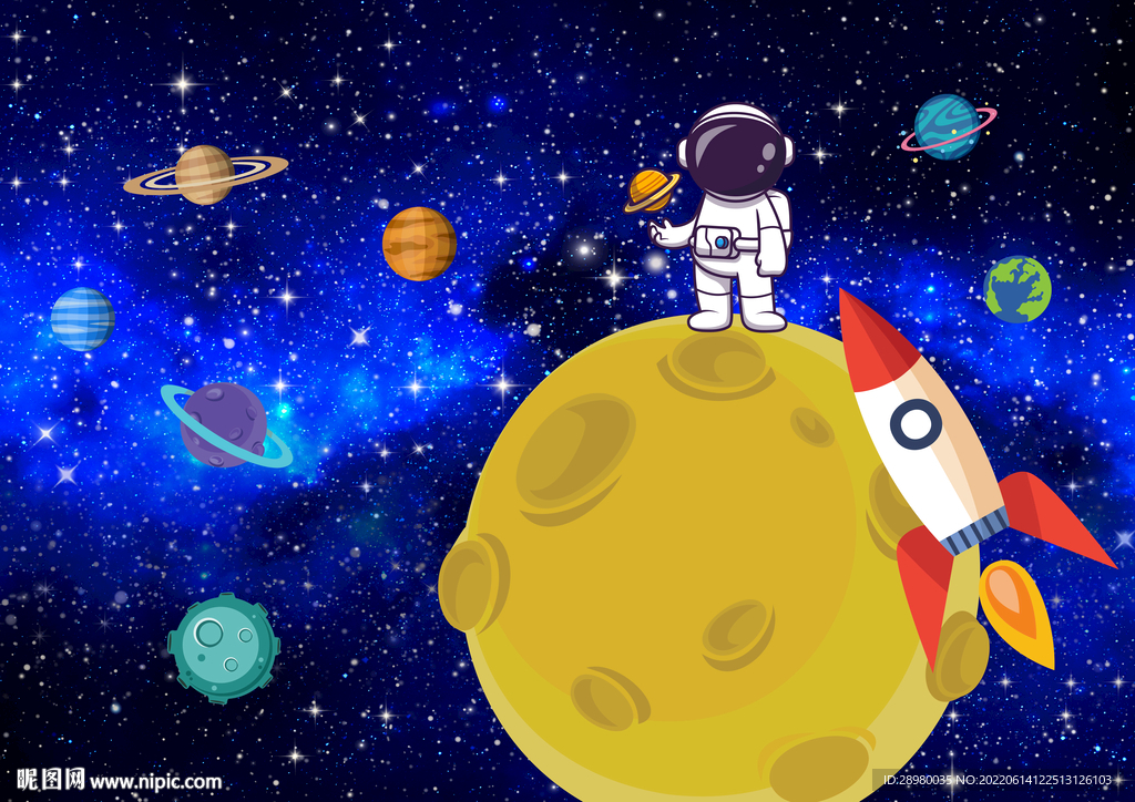 卡通宇航员星球