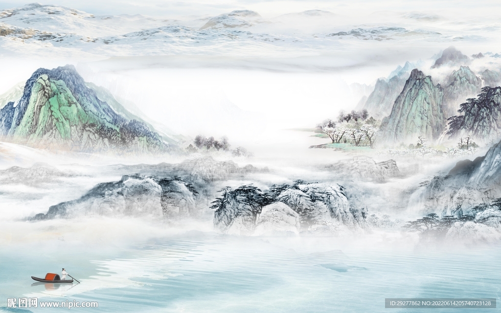 高端中式现代山水 tif分层