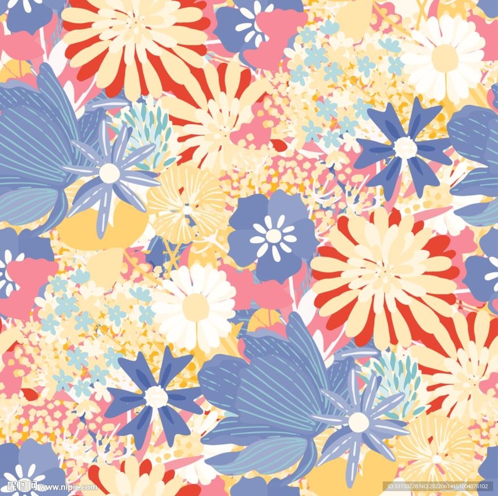 数码印花热带抽象花卉水彩花