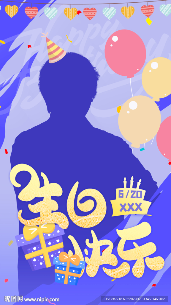 人物可爱生日海报