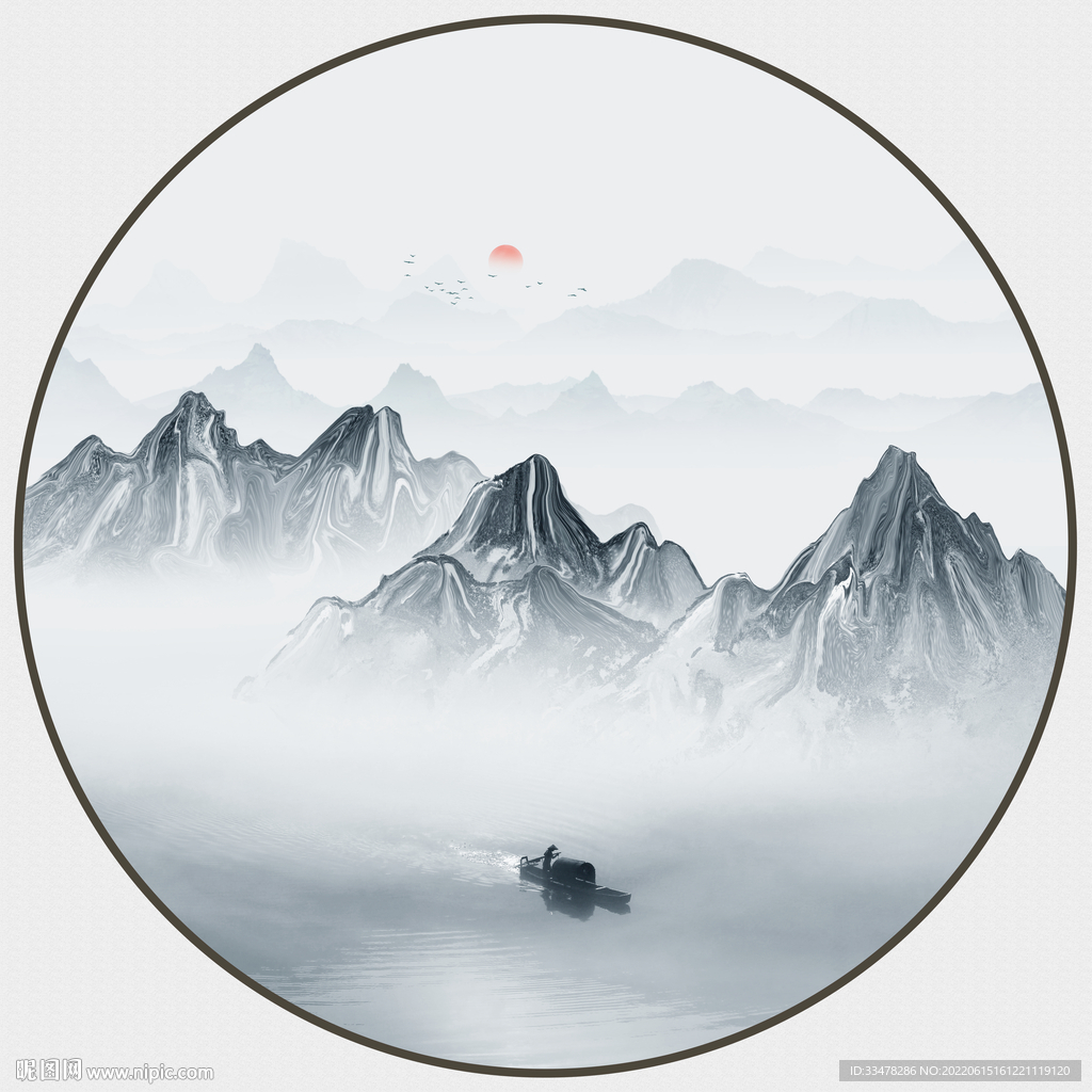 水墨山水画禅意山水