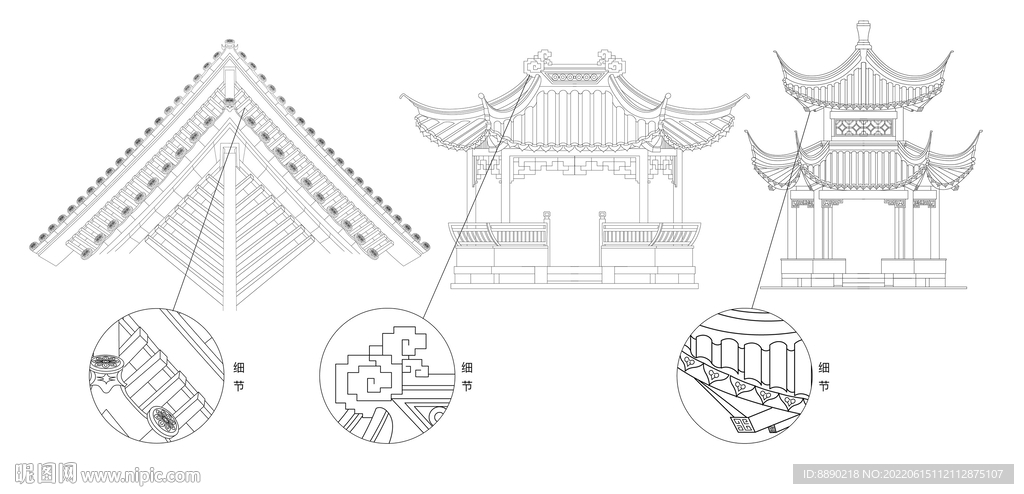 矢量中式建筑