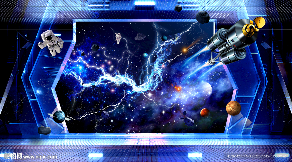 闪电星空立体画