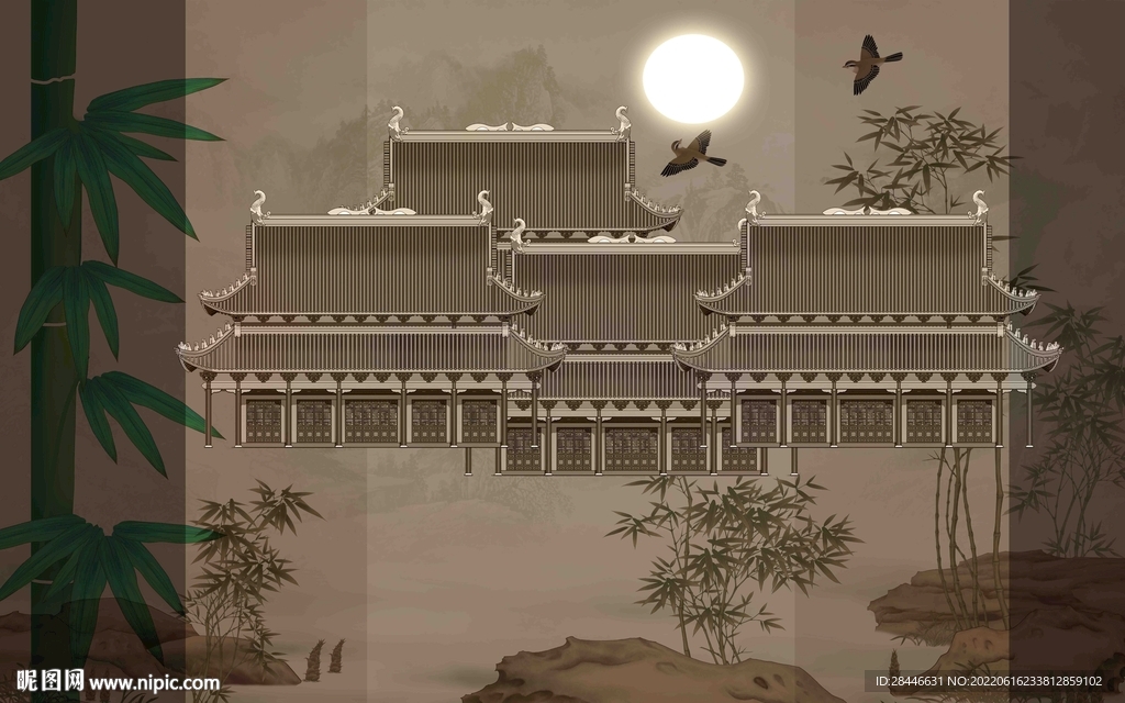 新中式 背景墙 