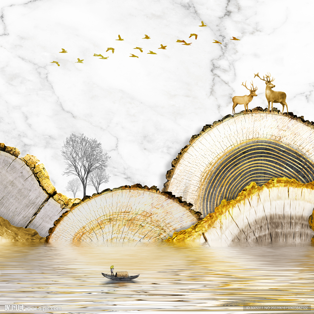 轻奢装饰画 麋鹿