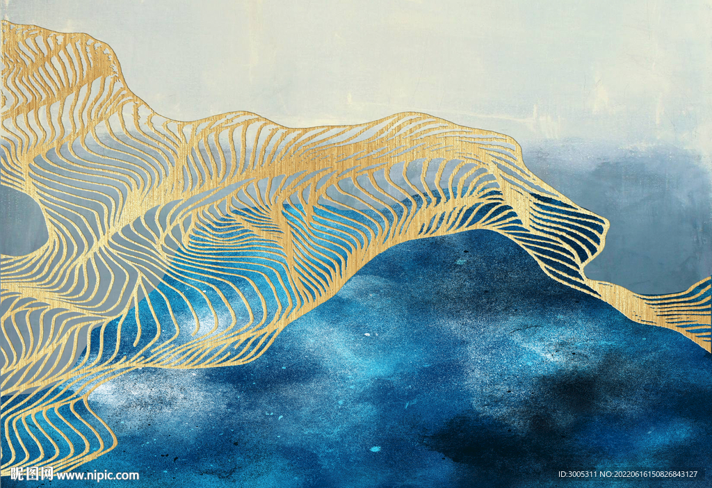 轻奢装饰画 线条 网状