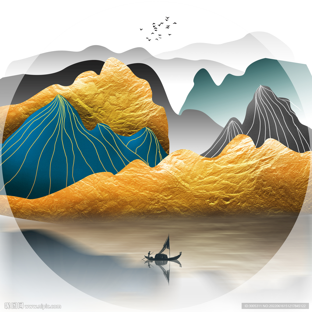 轻奢装饰画 新中式山水画