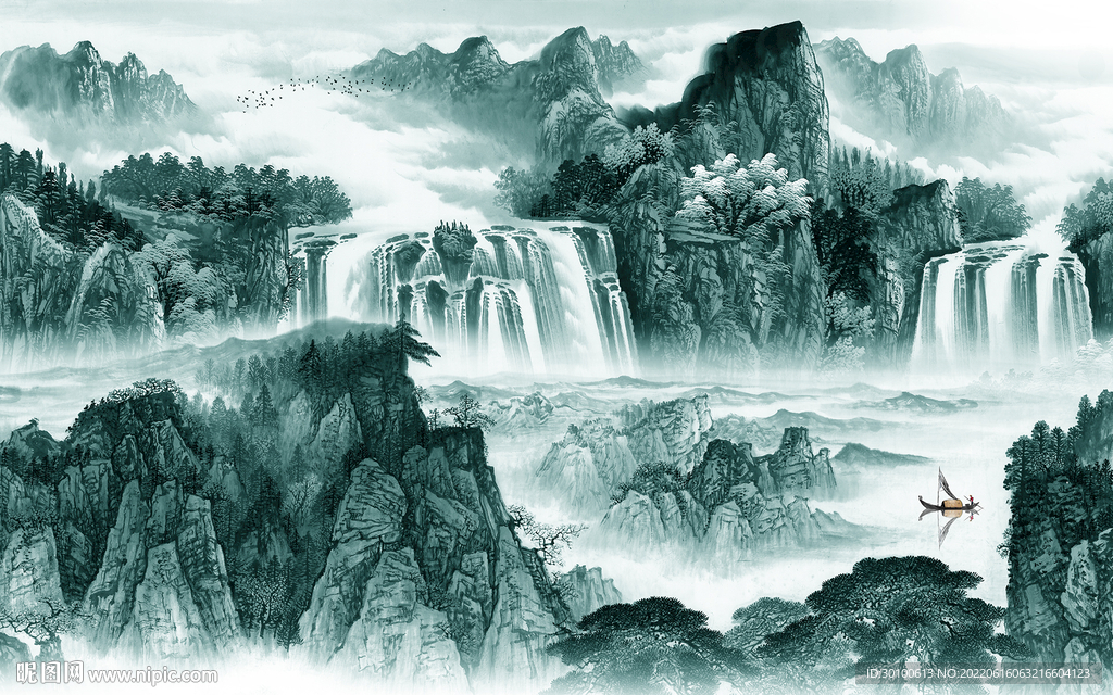 最新客厅山水画 Tif分层