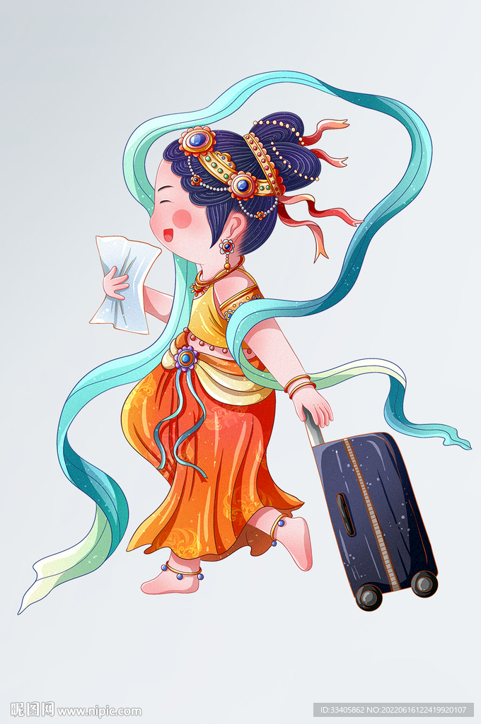 国潮风敦煌人物IP旅行场景