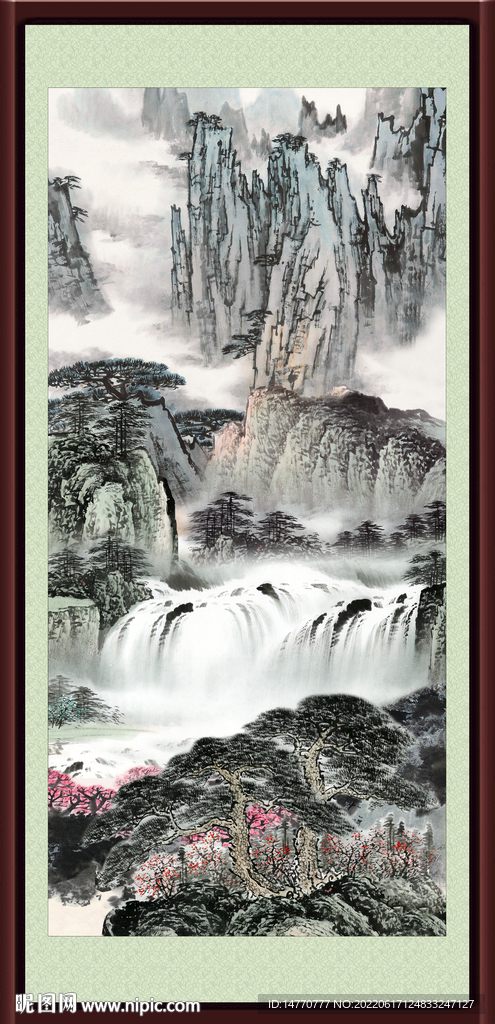 国画瀑布 