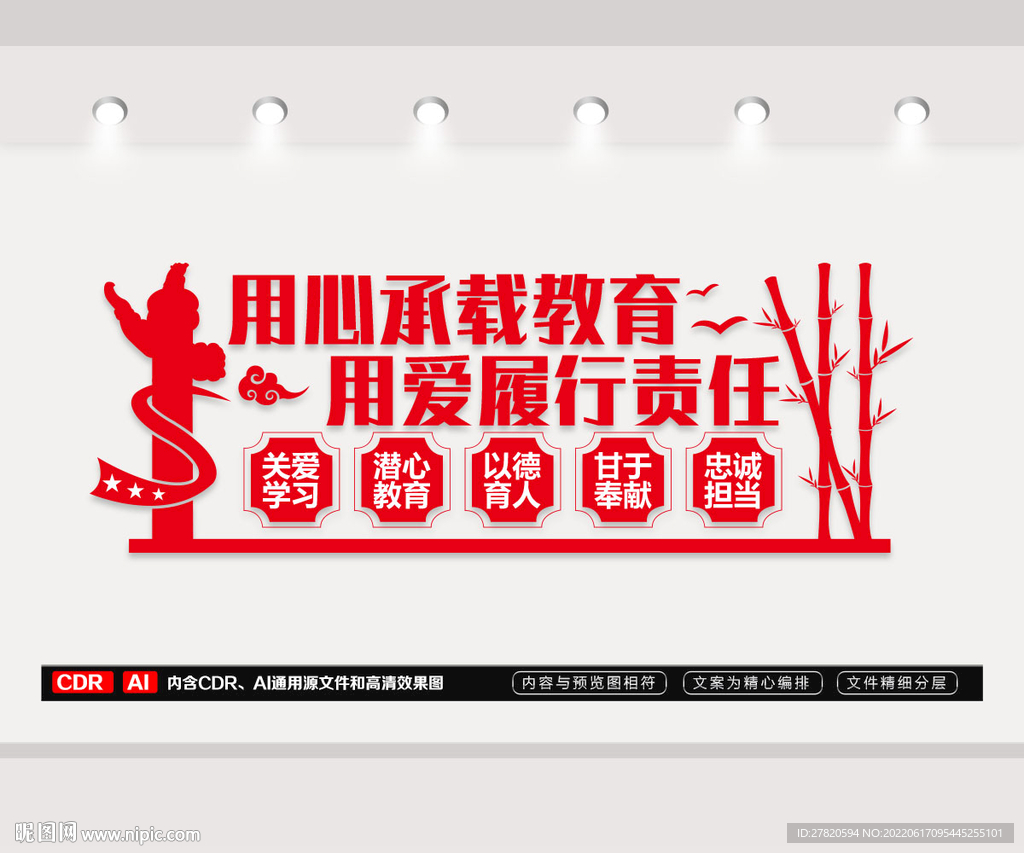 用心承载教育用爱履行责任文化墙