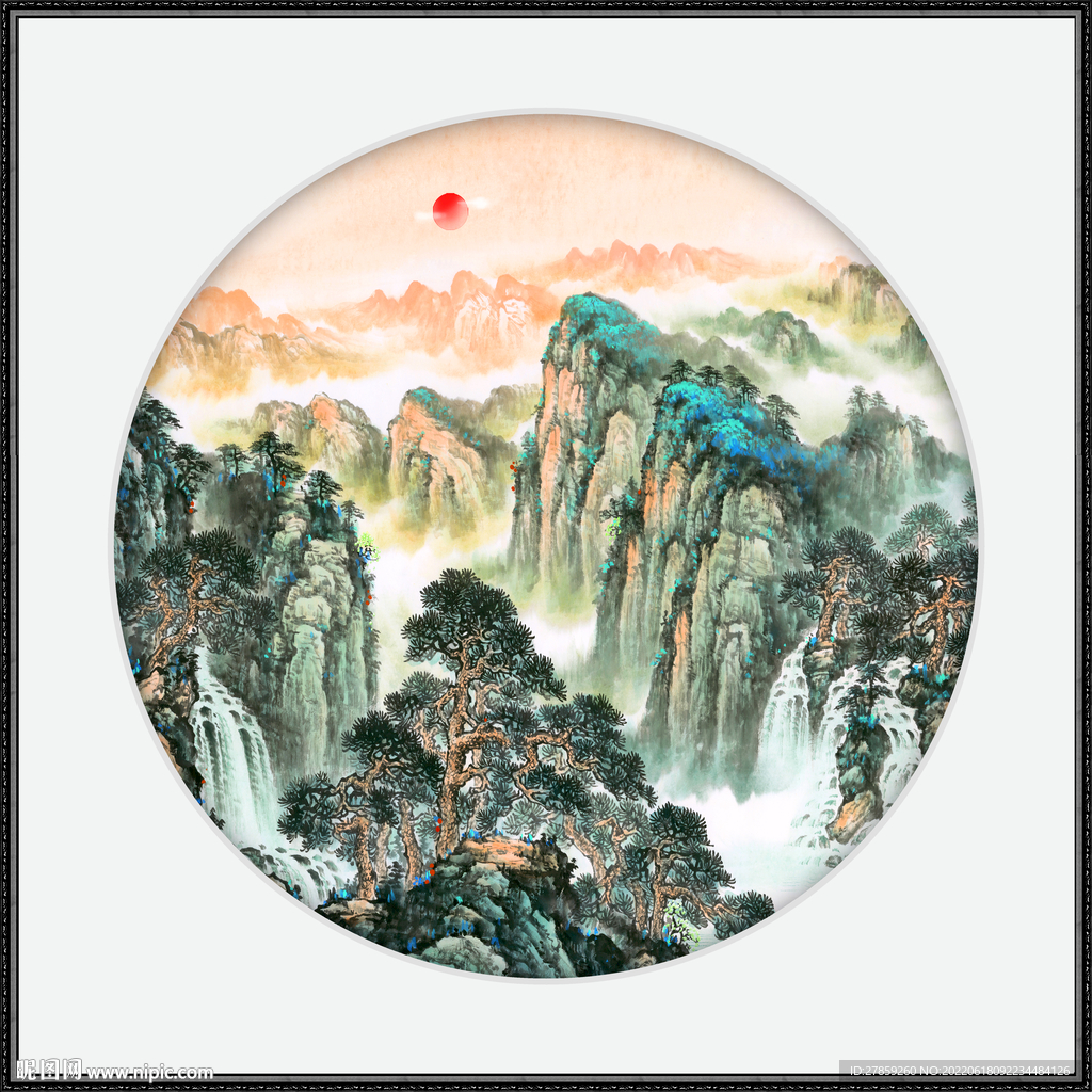 泰山日出旭日东升江山如画