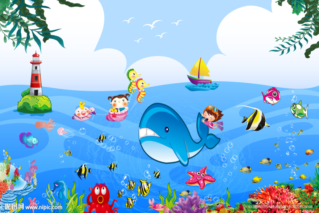 卡通鲸鱼儿童海底乐园