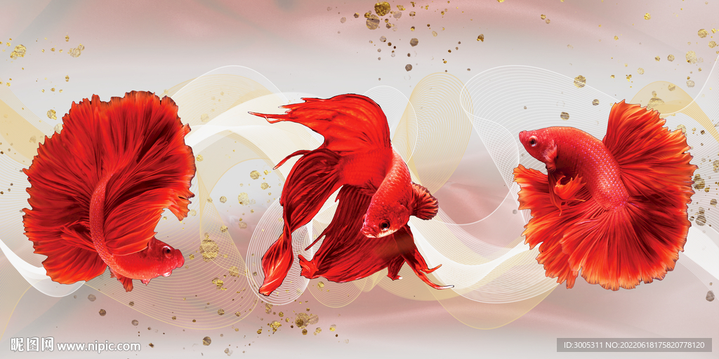 轻奢装饰画 金鱼