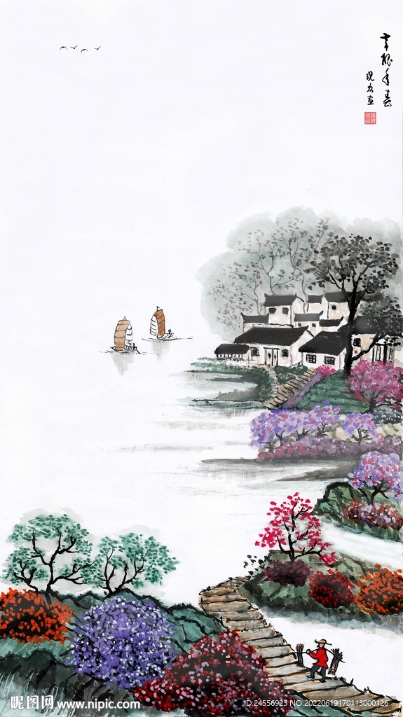 江南水墨山水画