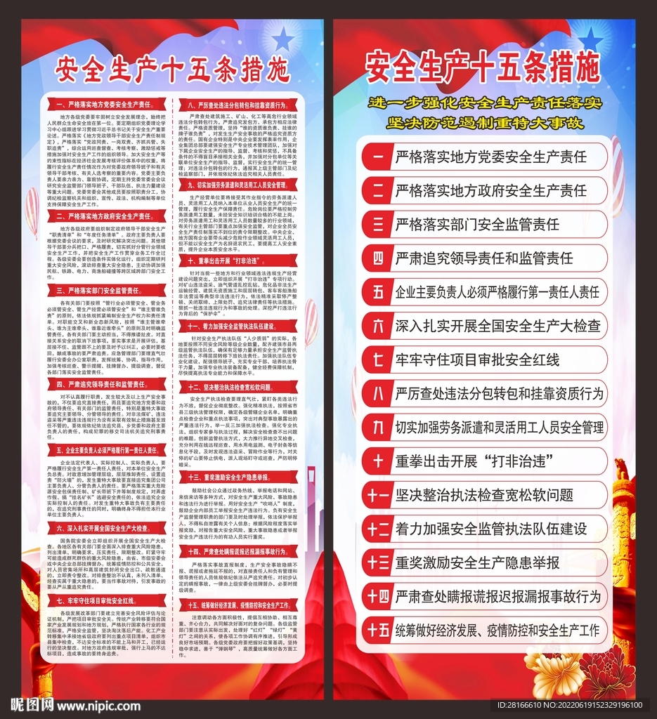 安全生产十五条硬措施展架