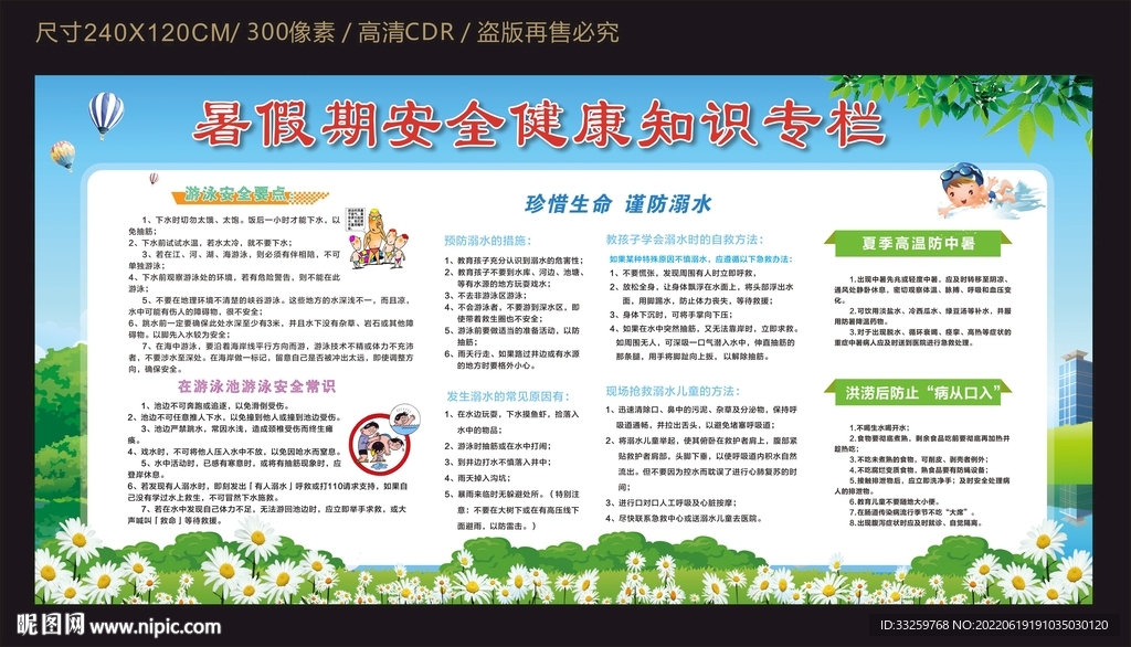 珍惜生命 谨防溺水宣传栏