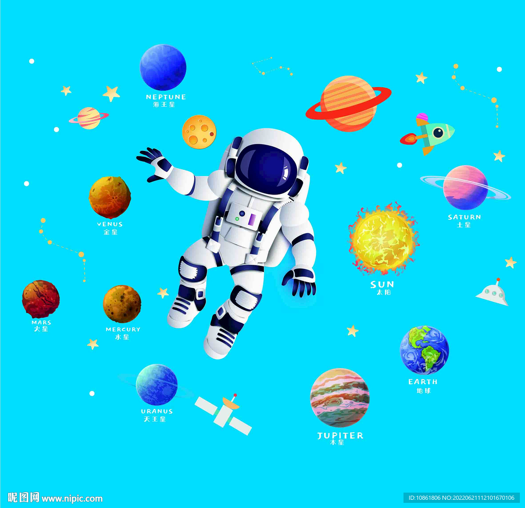 宇航员星球儿童房贴纸