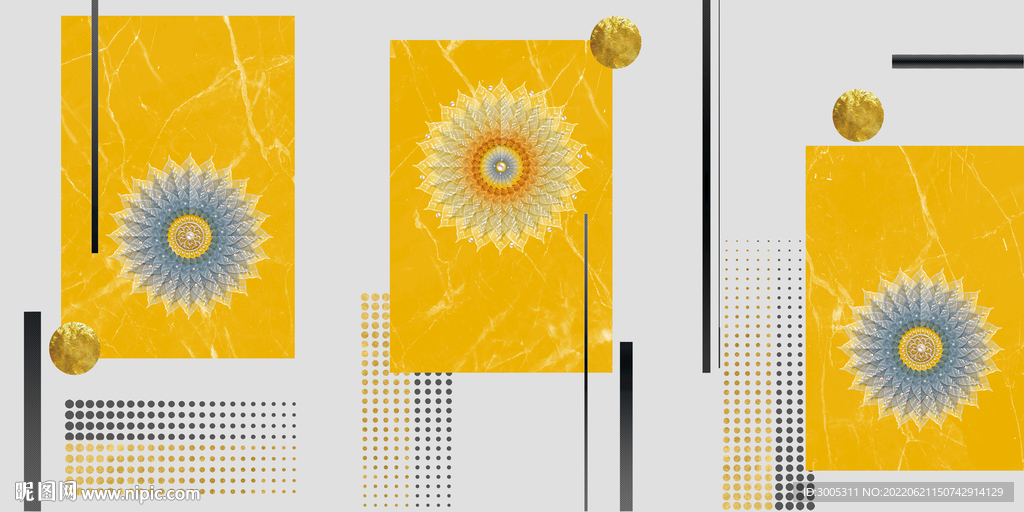 轻奢装饰画 菊花 大理石纹