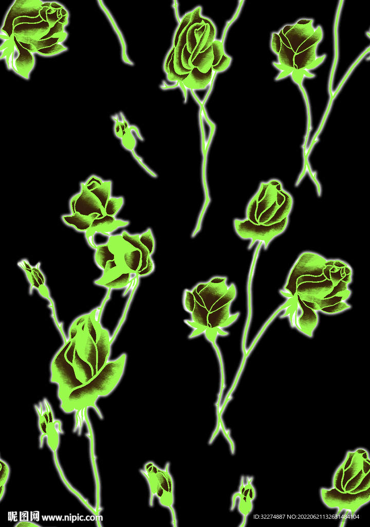 绿色玫瑰花 手绘花