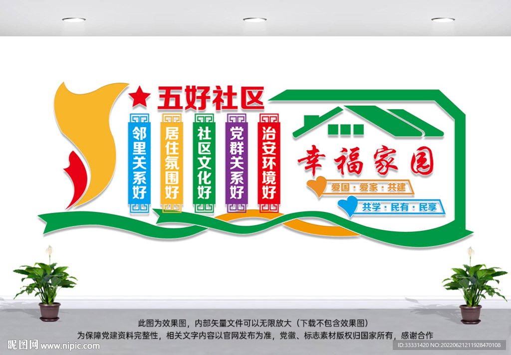 五好社区文化墙