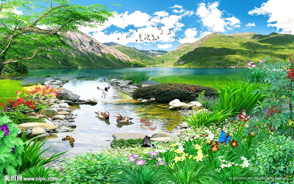 山水流水背景墙