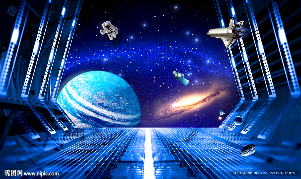 太阳系星球3D立体画地画