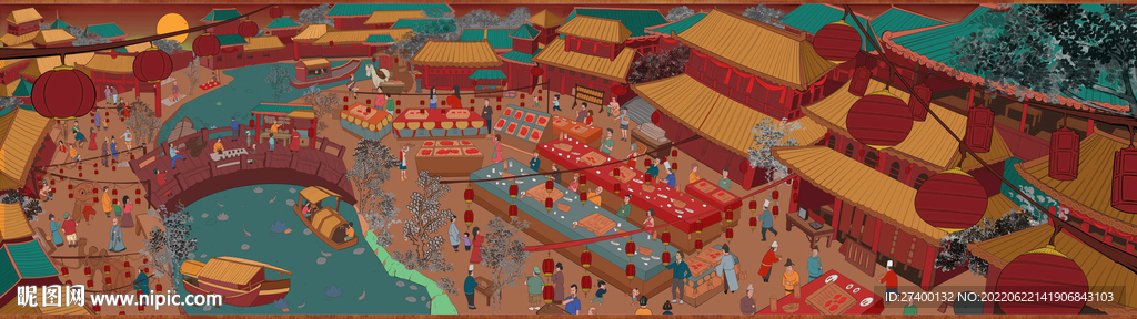 烤肉集市插画图
