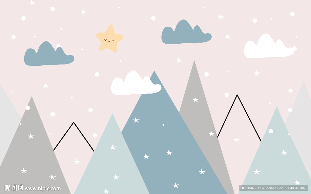 卡通手绘儿童房背景墙