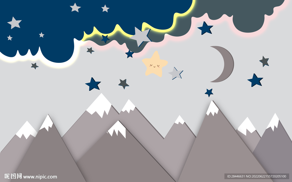 卡通手绘儿童房背景墙