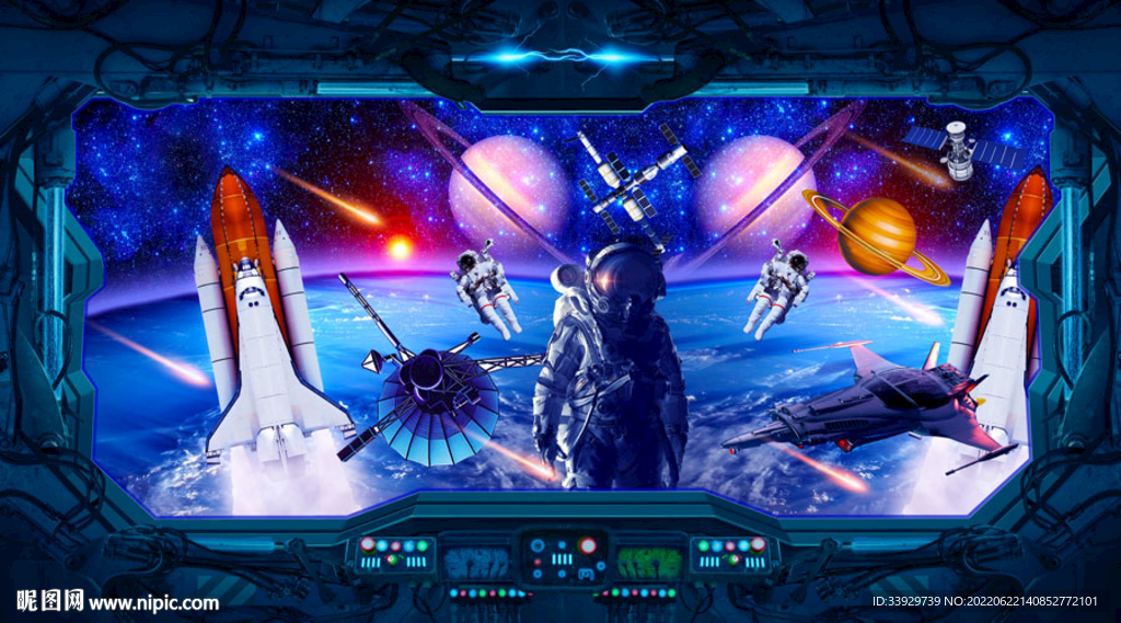 太空舱星空宇航员