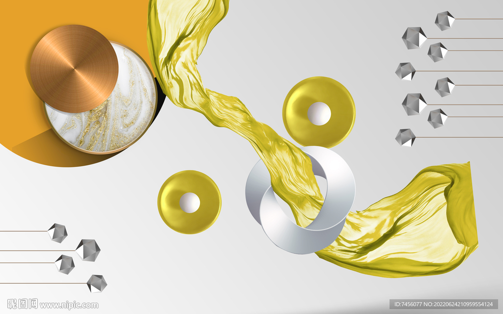 轻奢绸布时尚圆艺术背景墙