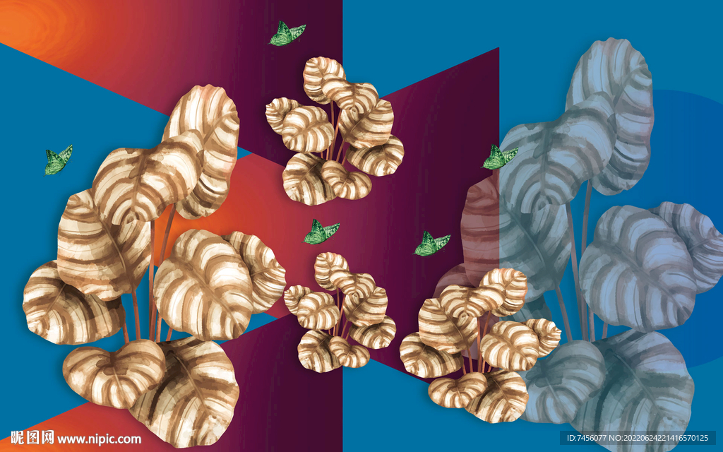 小清新植物艺术背景墙