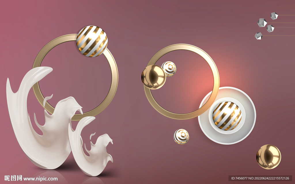 金色球立体艺术品背景墙