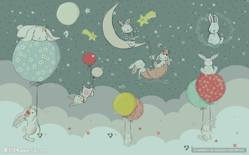 卡通儿童房背景墙