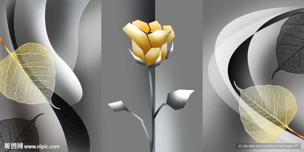 装饰画 玫瑰花 叶子