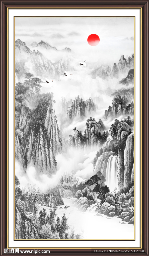 竖幅水墨画