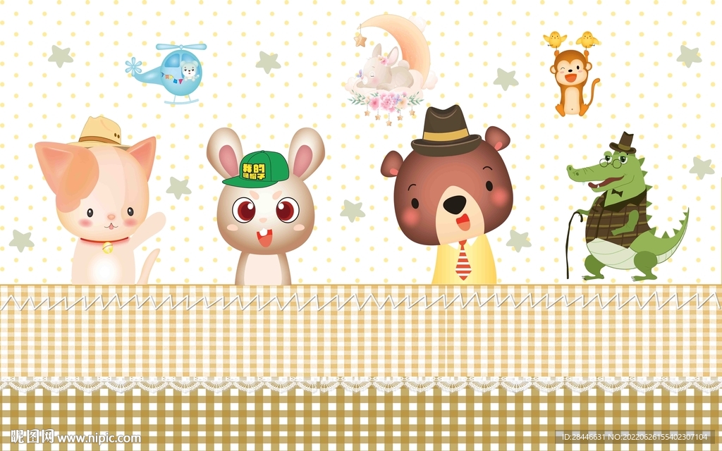 卡通儿童房背景墙