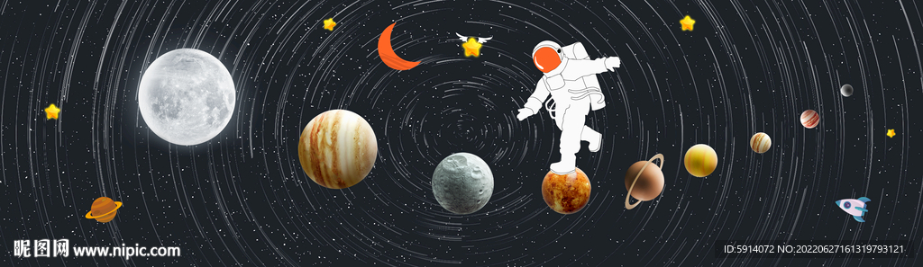 轻奢装饰画 太空星球 宇航员
