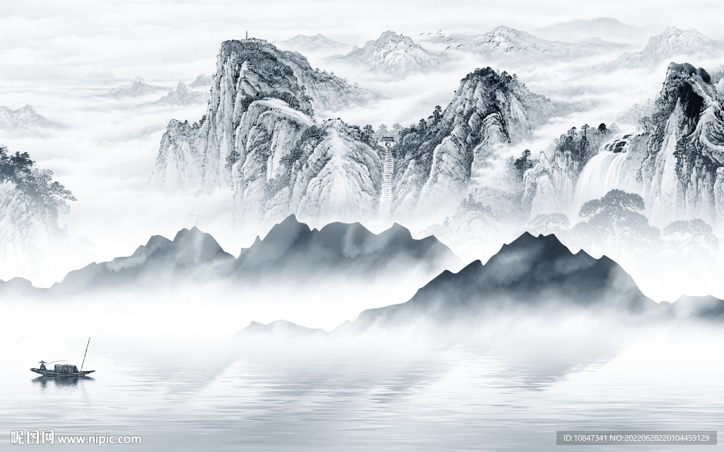中国风简约意境山水 TIf分层