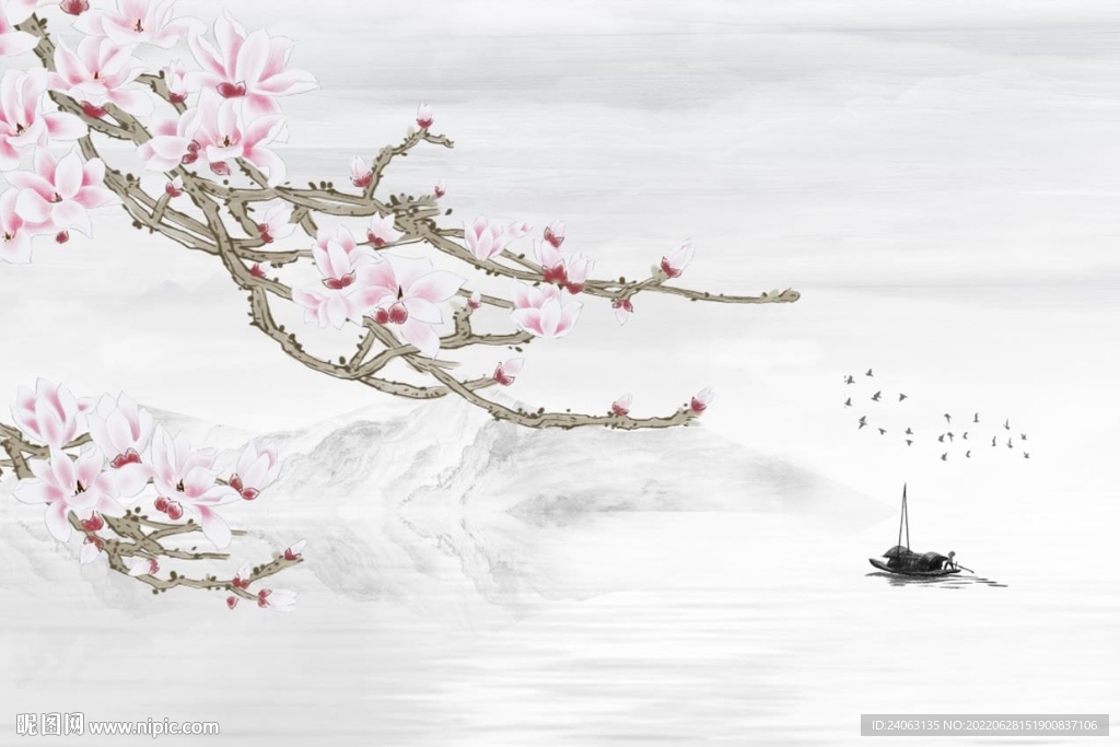 中式花鸟背景墙