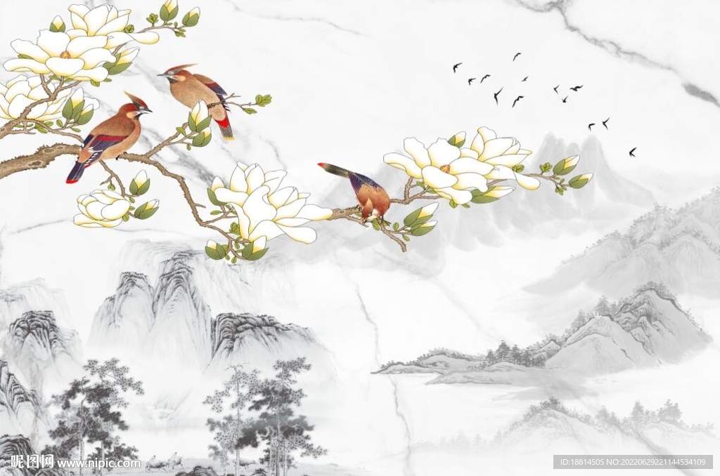 简约山水背景墙