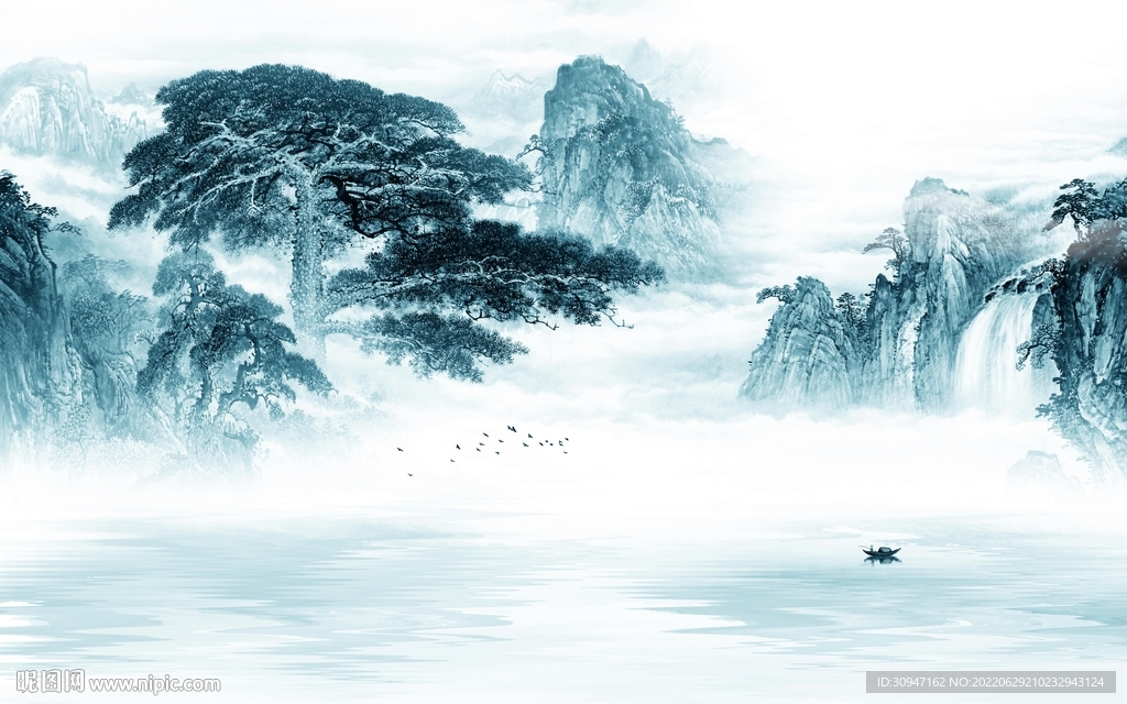 别墅客厅风景山水 TIf分层